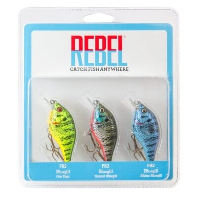 Rebel Bluegill Crankbait 3 Pack hard baits in retail blister card on white background – Little Nook