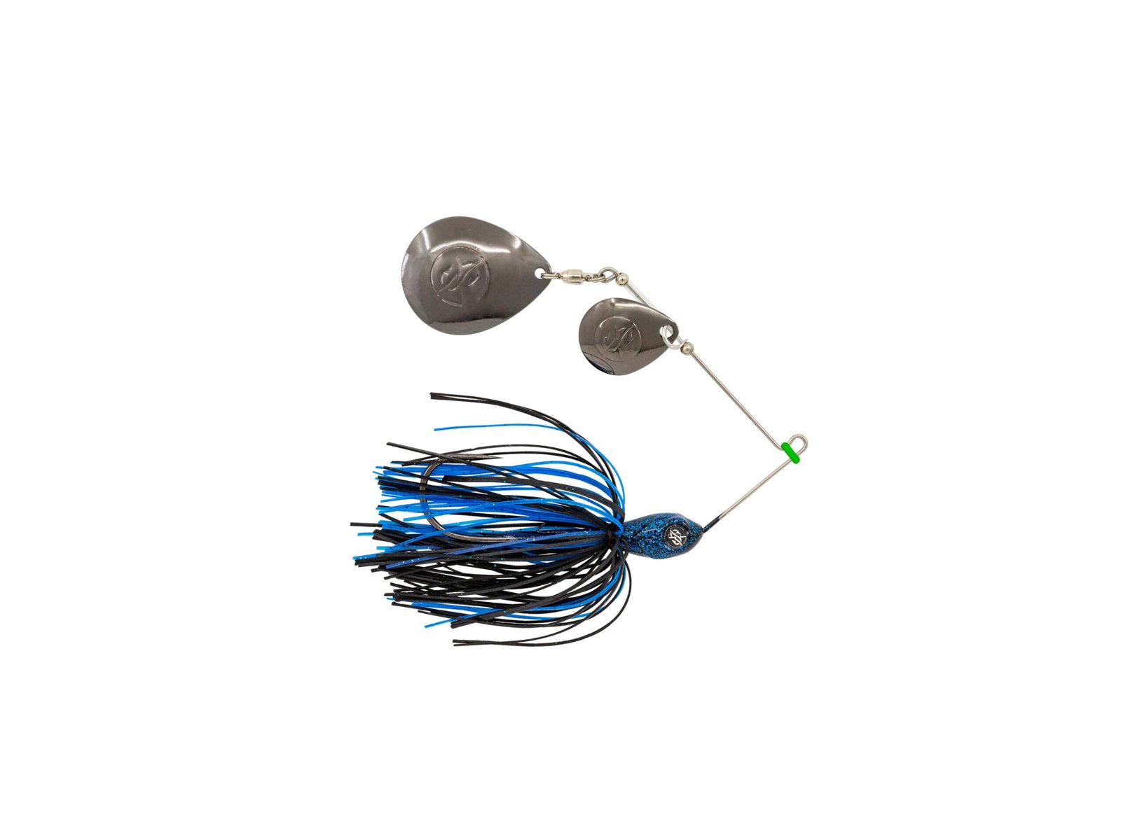 Googan Squad Mini Bumper spinnerbait with white blue and yellow skirt for bass fishing
